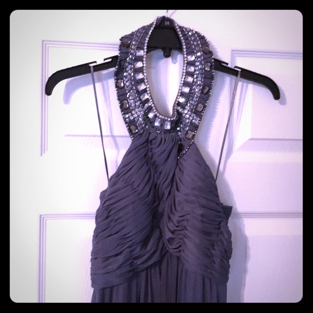 Beautiful steel gray halterneck gown!